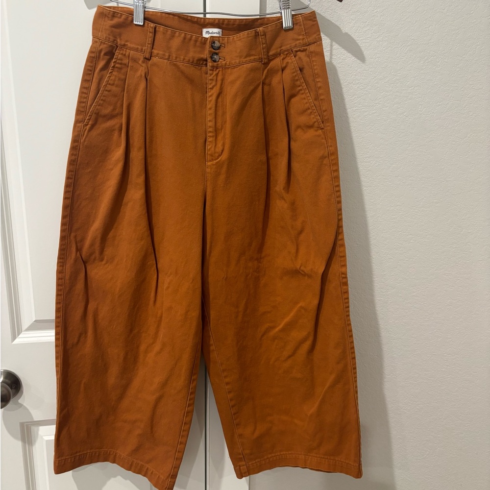 Madewell burnt orange high waisted wide leg pants sz 10